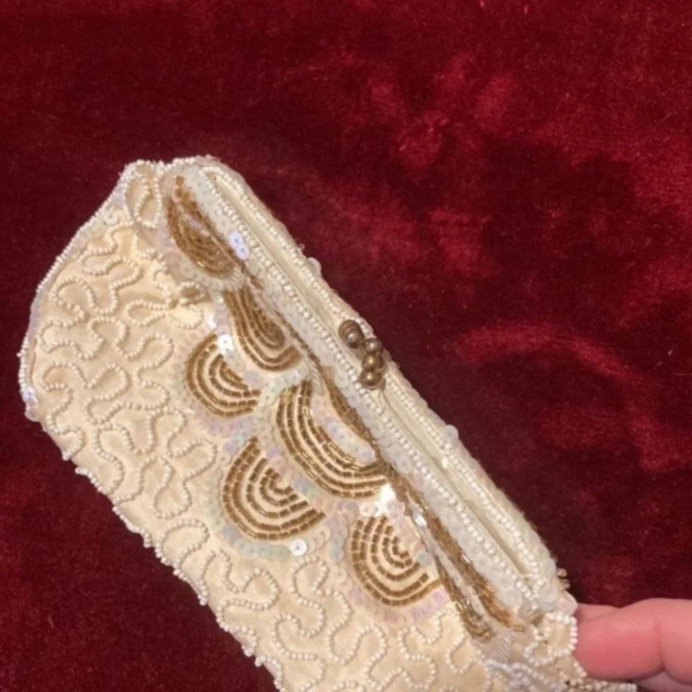 Vintage Iridescent and Gold Beaded Clutch